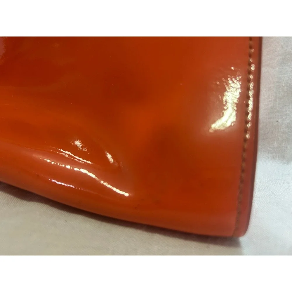 Dooney & Bourke Orange Patent Leather Tote Bag Handbag Gold Hardware Logo#484